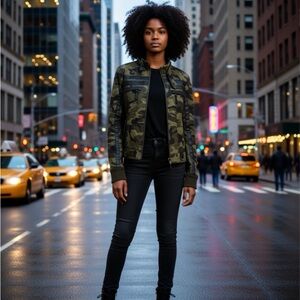 Sugarfly Green Camouflage Bomber Jacket